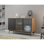 Voir la diapositive 1 : BEST MOBILIER Lamia - buffet bas - effet bois et noir - 3 portes - 148 cm