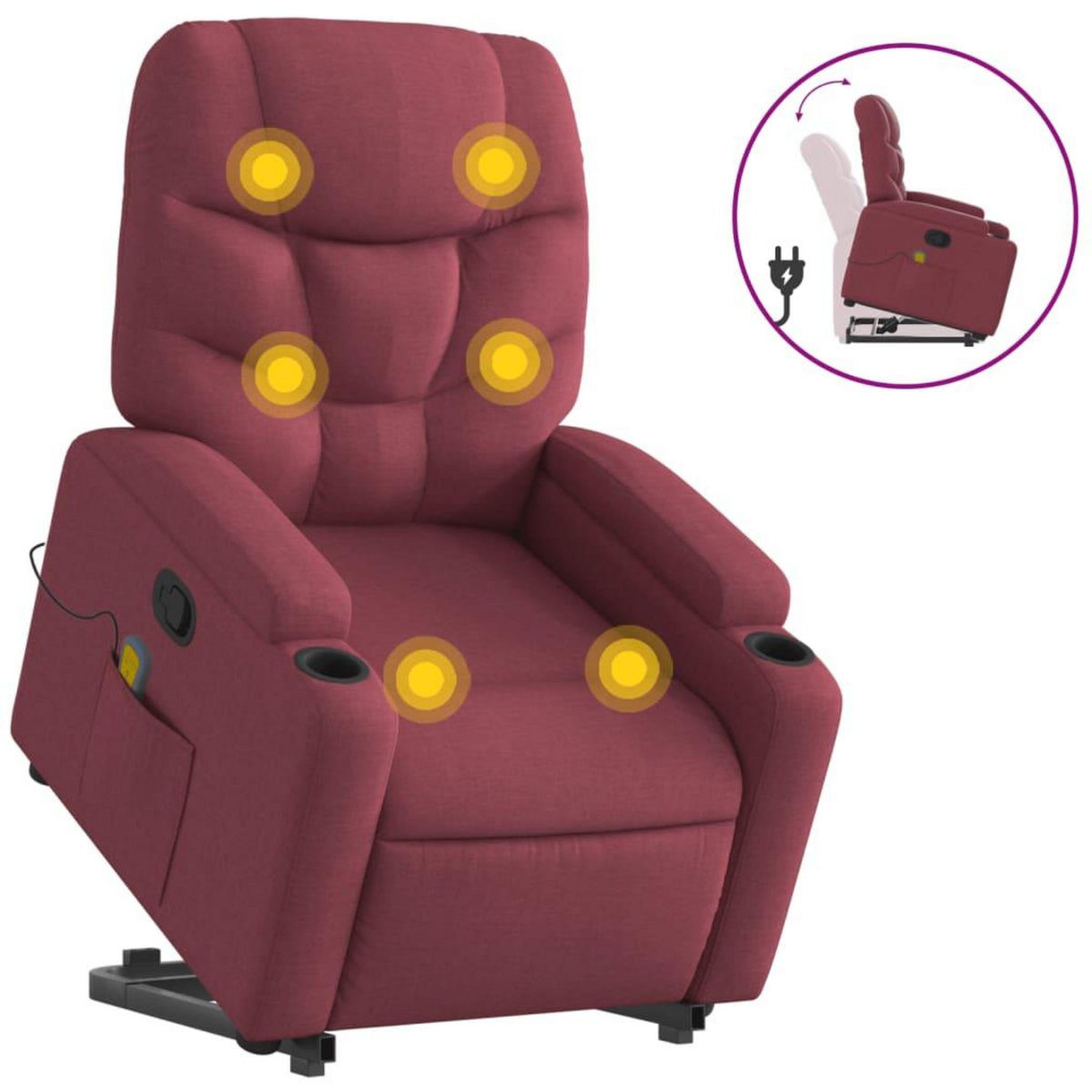 VIDAXL Fauteuil inclinable de massage Rouge bordeaux Tissu
