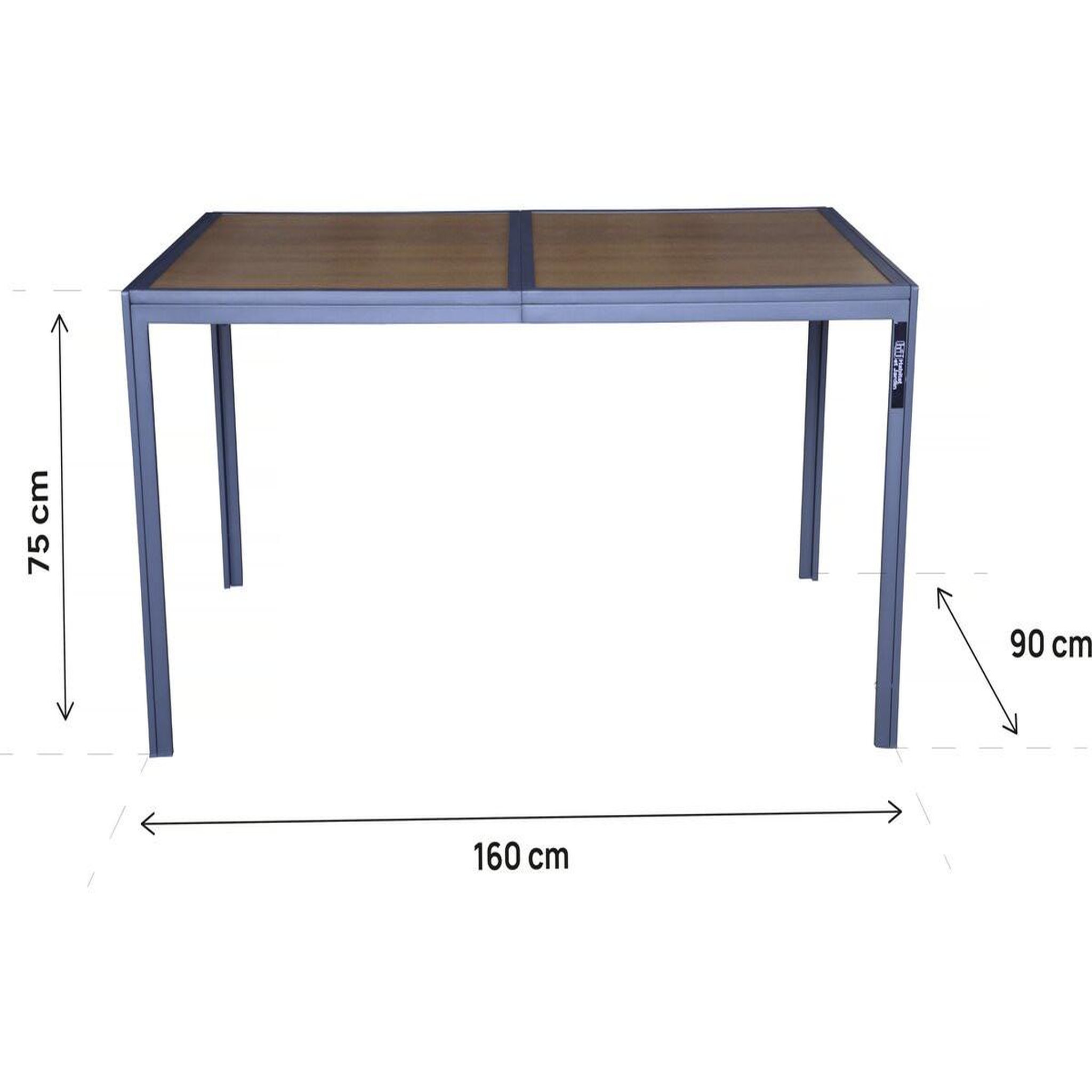 Voir la diapositive 3 : Habitat et Jardin Table de jardin métal imitation bois  Tossa  - 160 x 90 x 75 cm - Marron