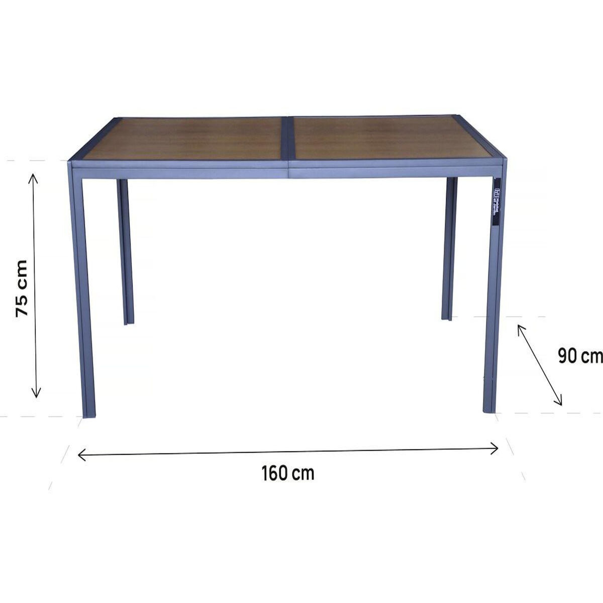 Habitat et Jardin Table de jardin métal imitation bois  Tossa  - 160 x 90 x 75 cm - Marron