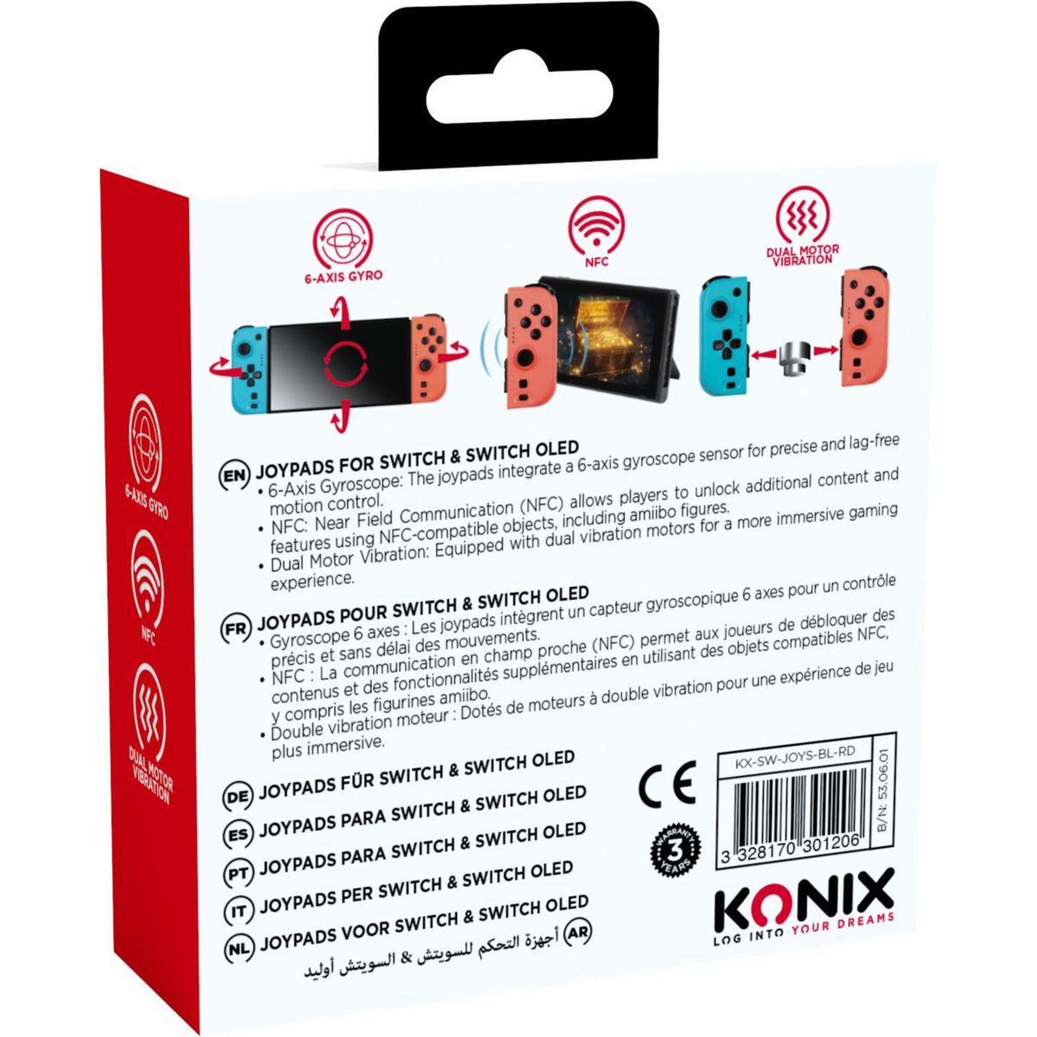Voir la diapositive 5 : Konix Manette JOYPADS POUR SWITCH - BLEU/ROUGE