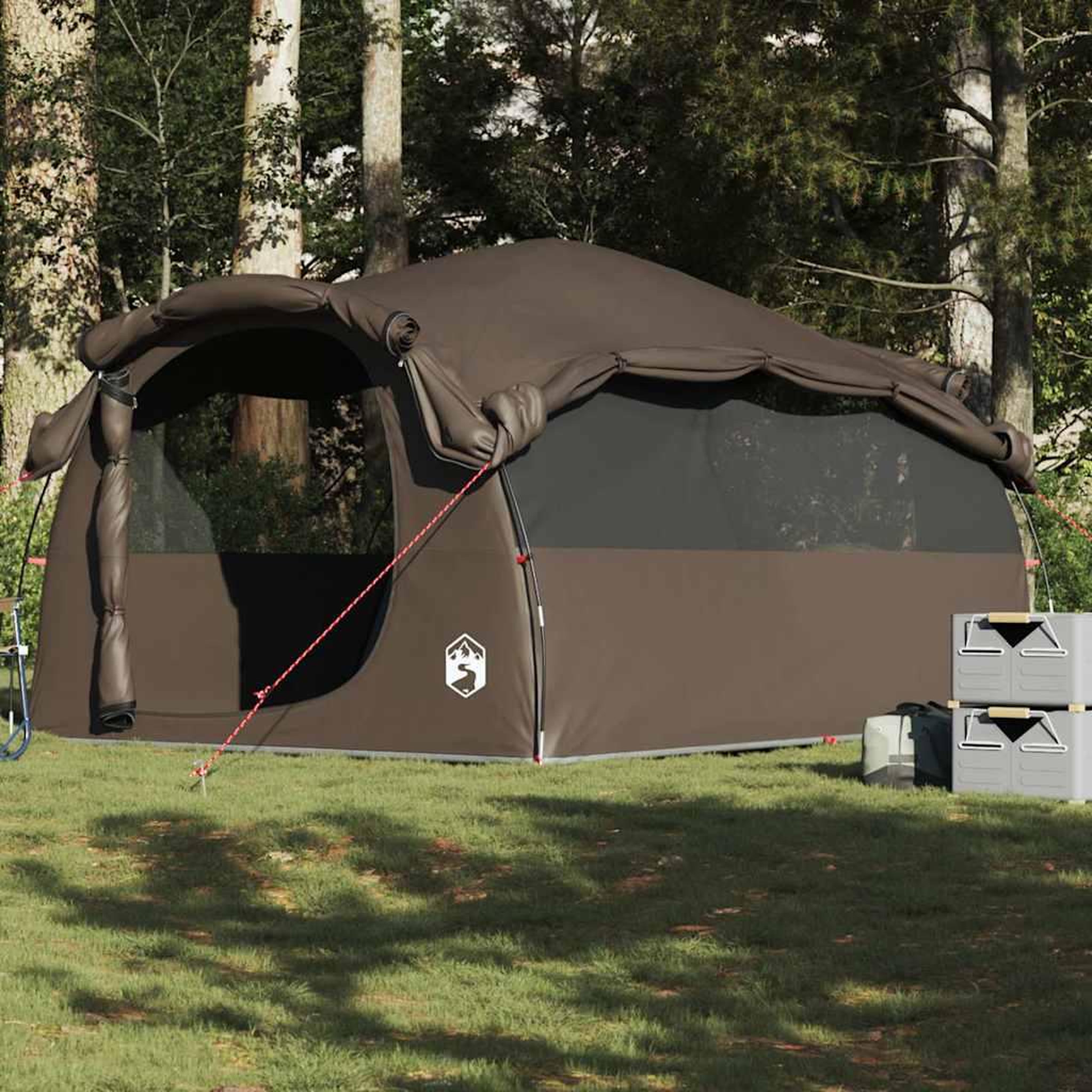 VIDAXL Tente familiale tunnel 6 personnes marron impermeable