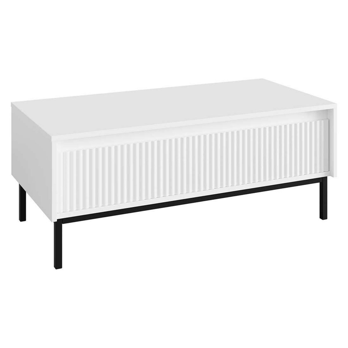 BEST MOBILIER Girona - table basse - blanc - 1 tiroir - 100 cm