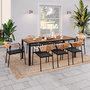 Voir la diapositive 2 : ID MARKET Salon de jardin MADEIRA table 190 cm et 8 chaises cordage et textilène noir et rotin clair