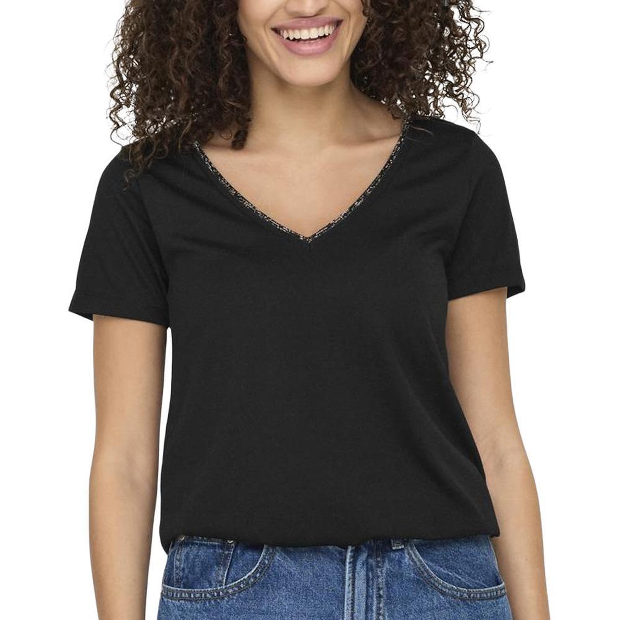 JACQUELINE DE YONG T-Shirt Noir Femme JDY Dalilas. Coloris disponibles : Noir