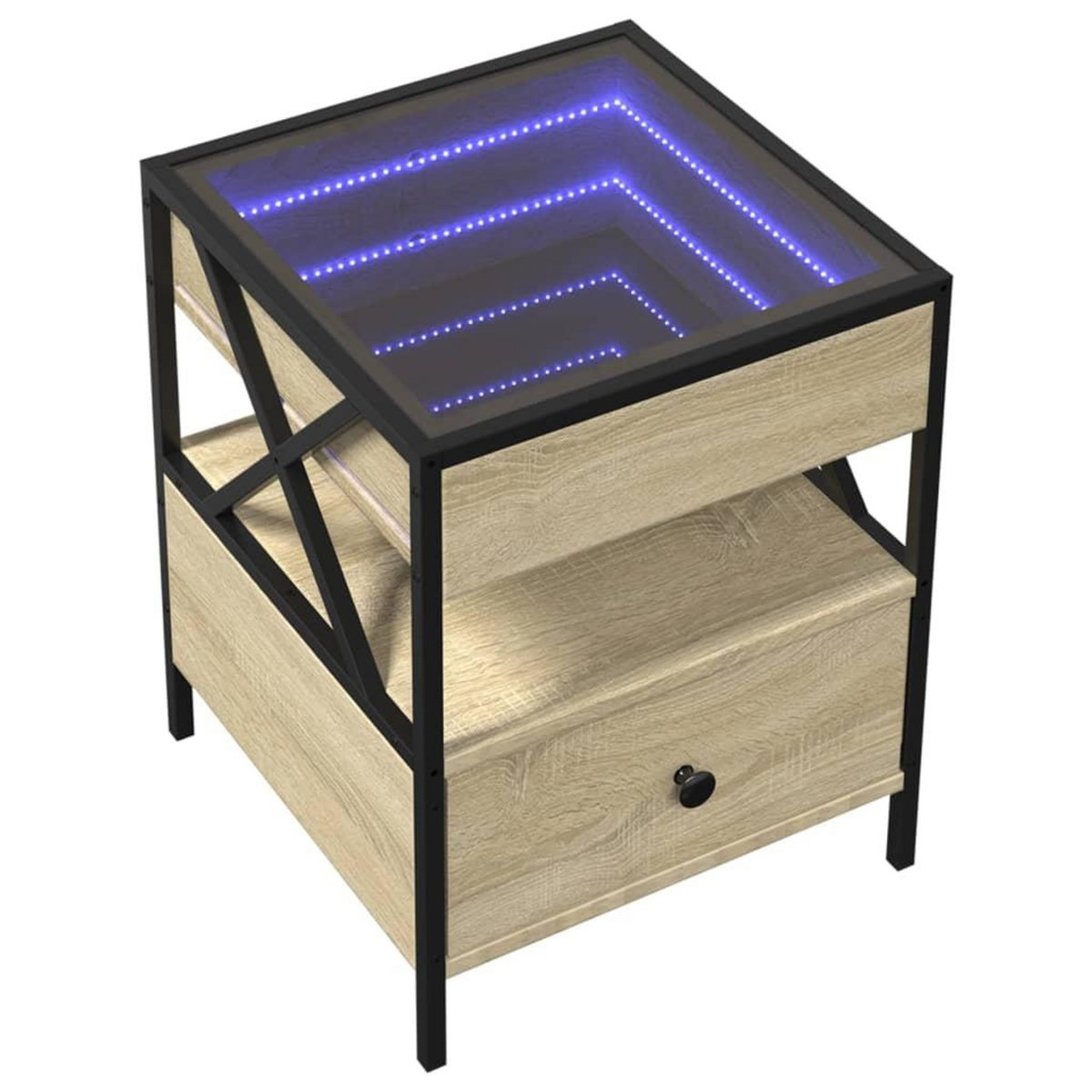 VIDAXL Table de chevet avec LED infini chene sonoma 40x40x51 cm