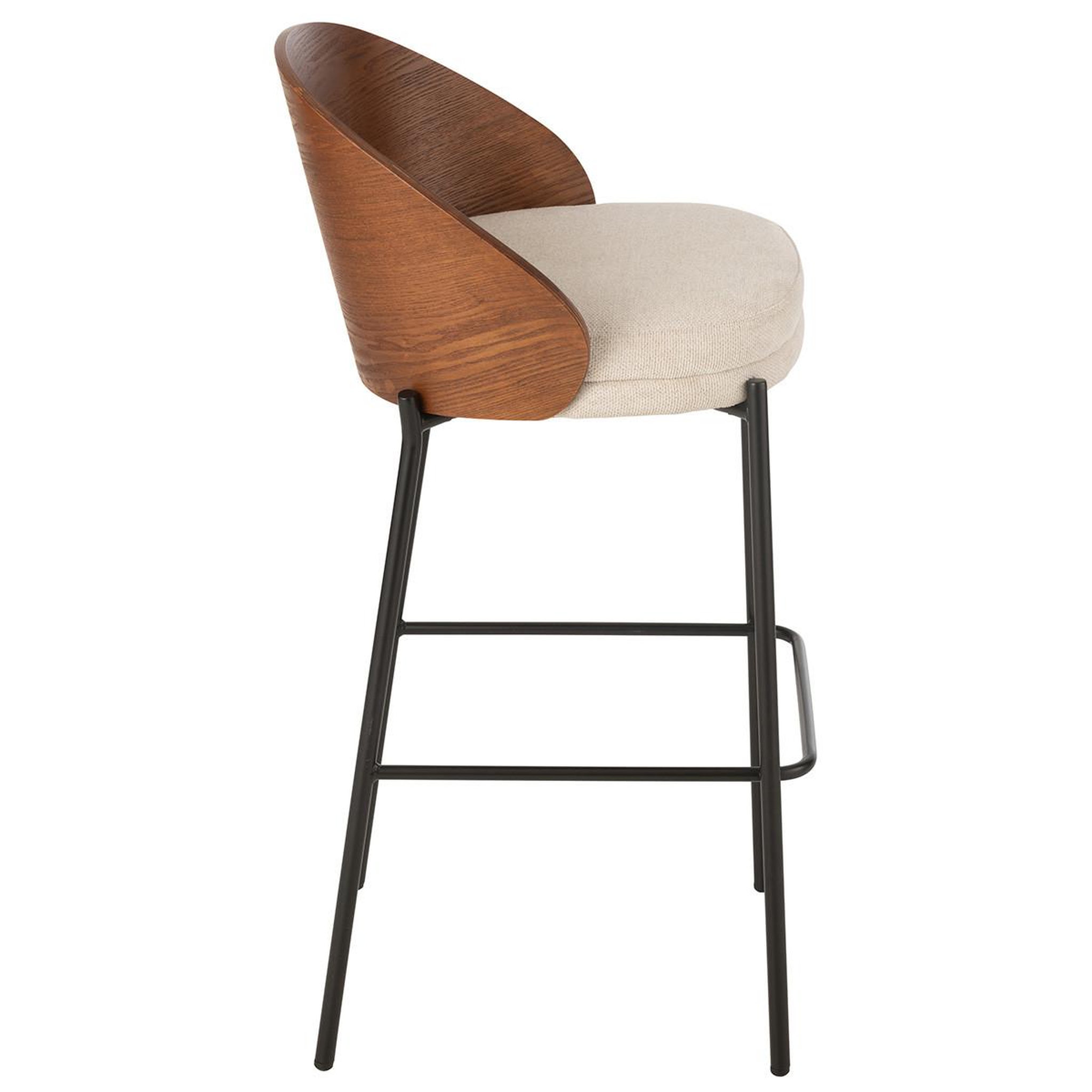 Voir la diapositive 3 : J-LINE Chaise de bar design  lone  97cm marron & beige
