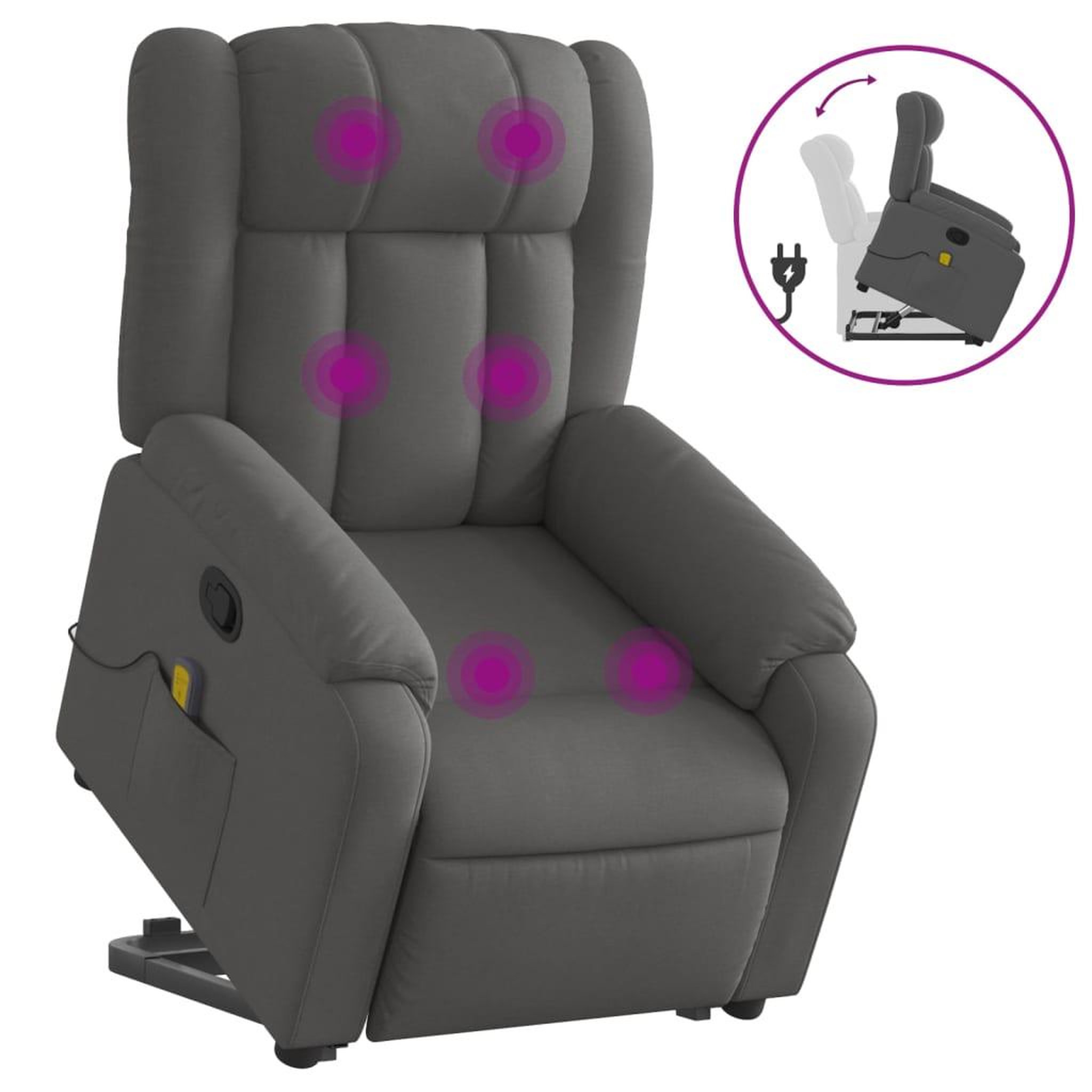Voir la diapositive 2 : VIDAXL Fauteuil de massage inclinable Gris fonce Tissu