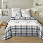 Home collection Parure Housse De Couette 100% Flanelle De Coton Monty. Coloris disponibles : Bleu