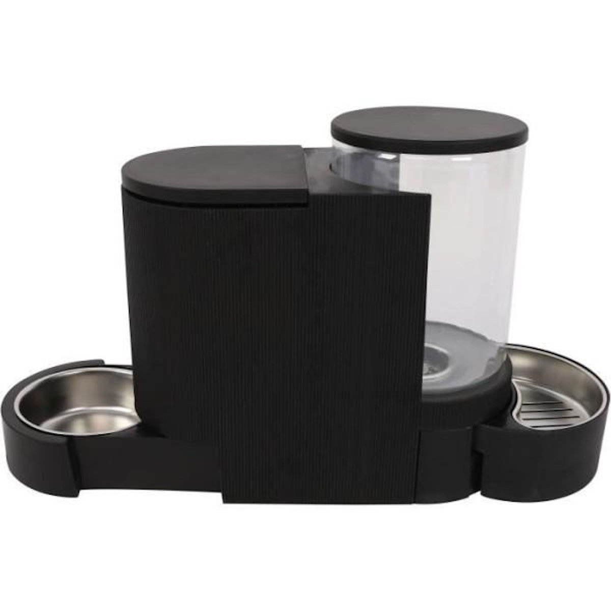 M PETS Distributeur de croquettes et d'eau M.PETS DUPLO 1,3kg/3L - 40x16.2x29.1 cm - Noir