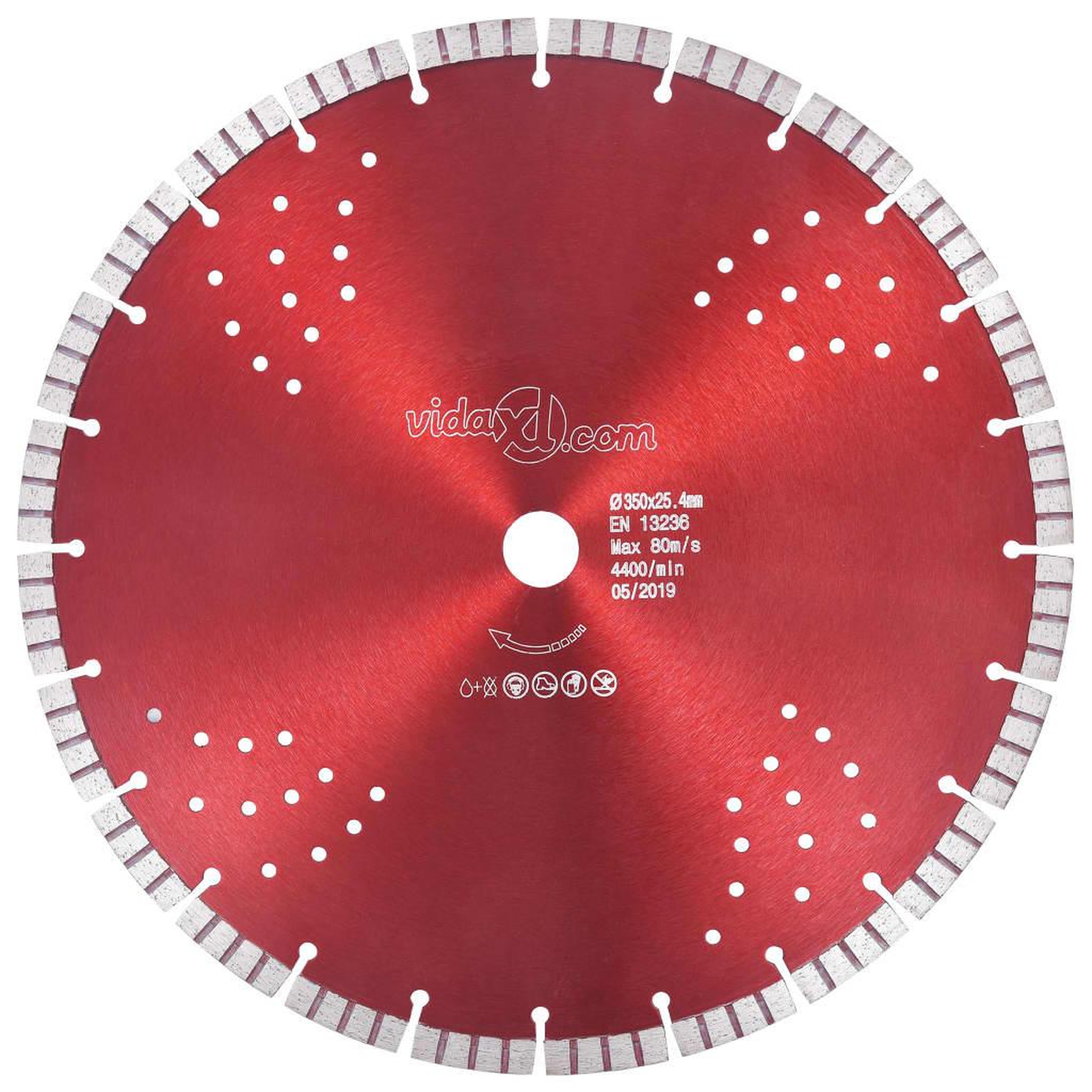 Voir la diapositive 1 : VIDAXL Disque de coupe diamante avec turbo et trous Acier 350 mm