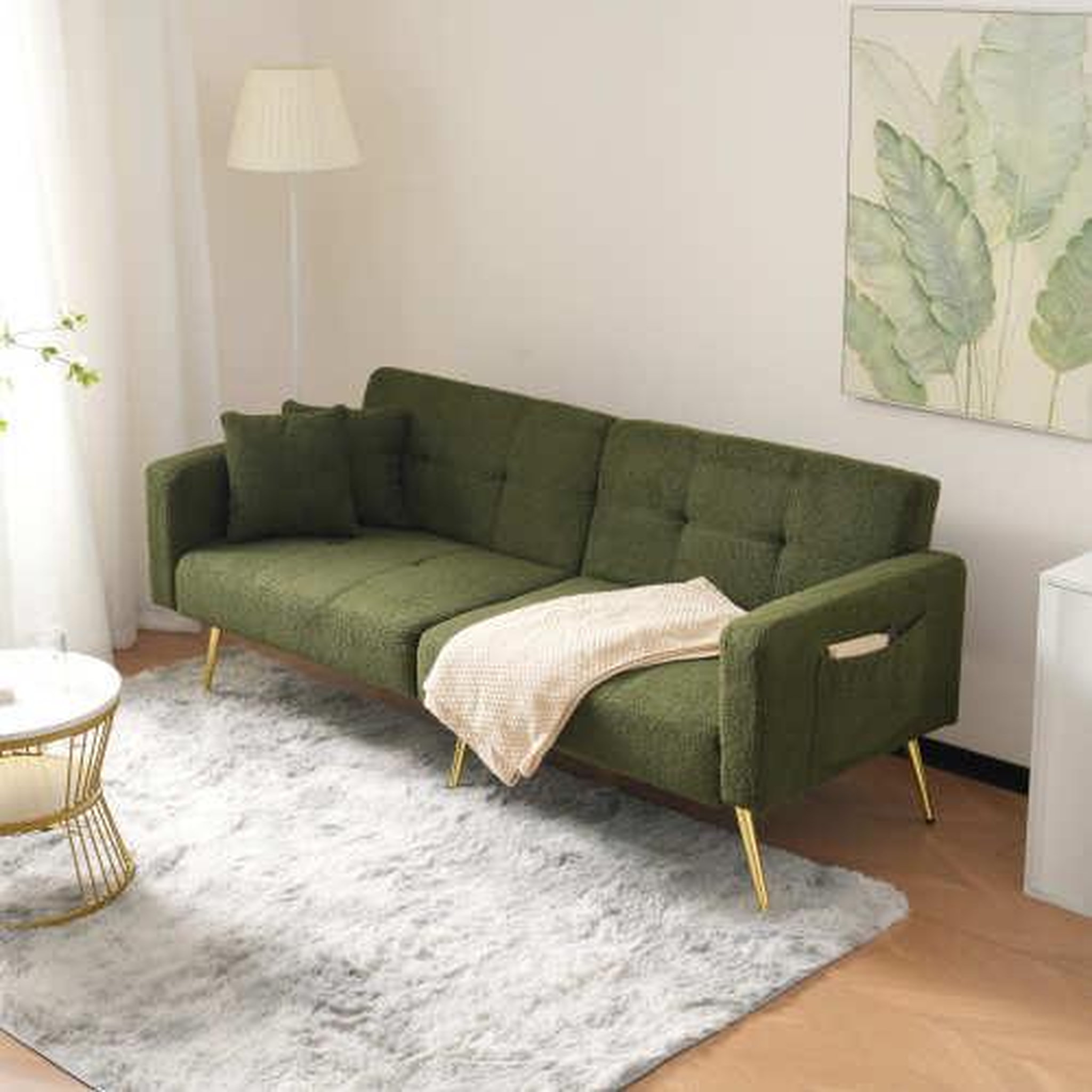 Voir la diapositive 2 : MERAX Canapé droit convertible 2 places tissu