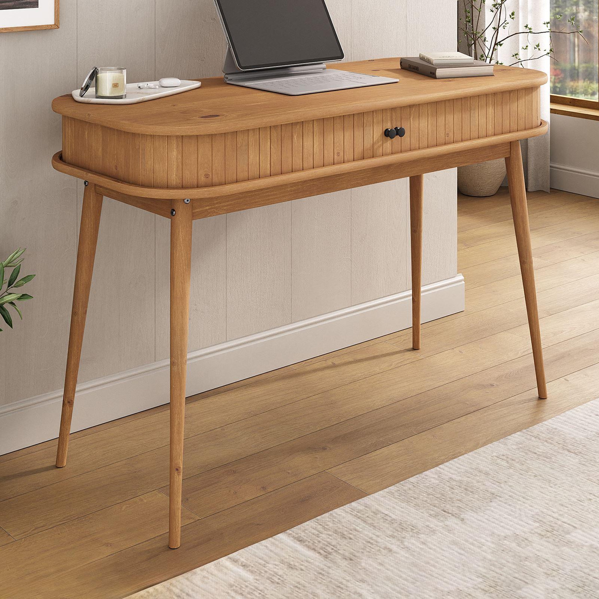 Voir la diapositive 3 : IDIMEX Bureau JARI avec rangement porte coulissante, en bois massif