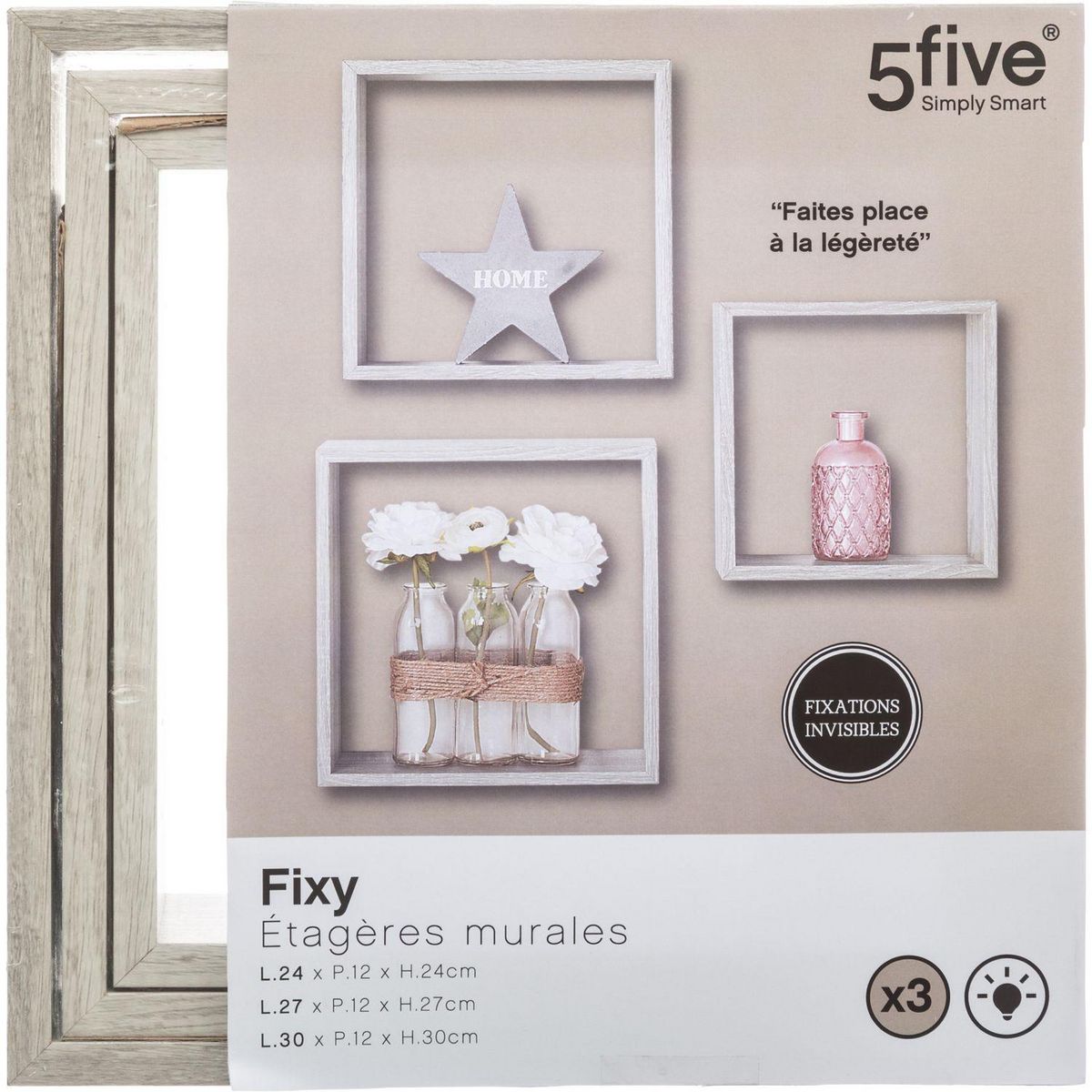 FIVE Lot de 3 Etagères Fixy Cub