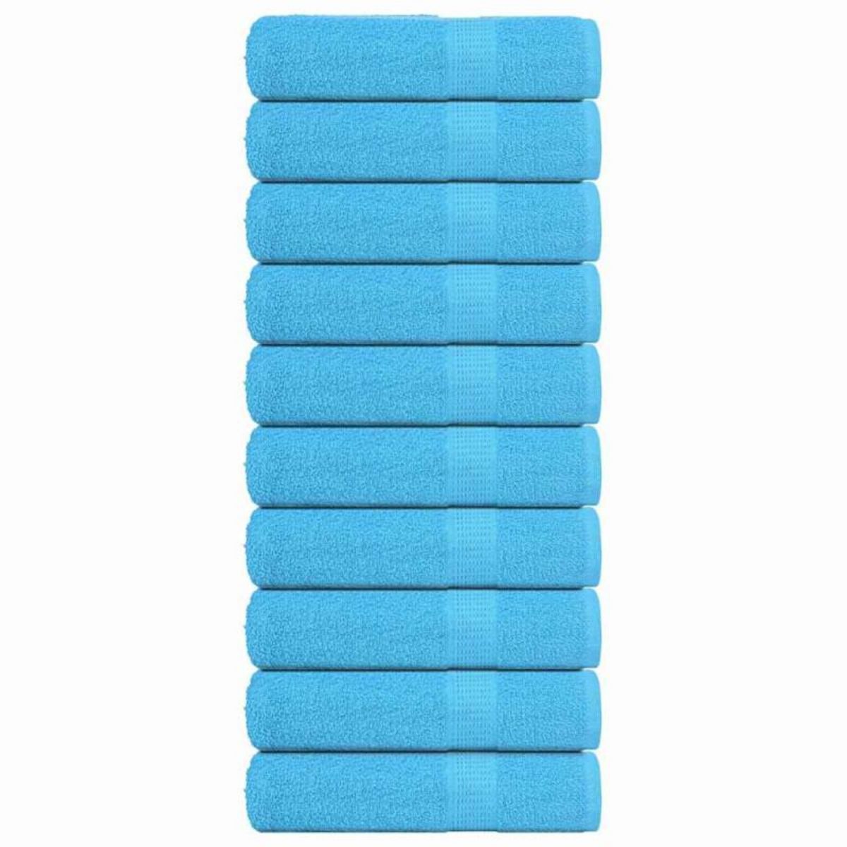 VIDAXL Serviettes de bain 10pcs turquoise 100x150cm 360g m² 100% coton