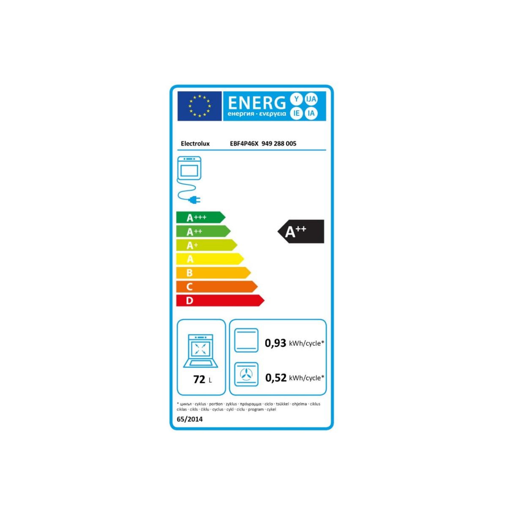 Voir la diapositive 2 : ELECTROLUX Four intégrable 72l 60cm pyrolyse inox - ebf4p46x2