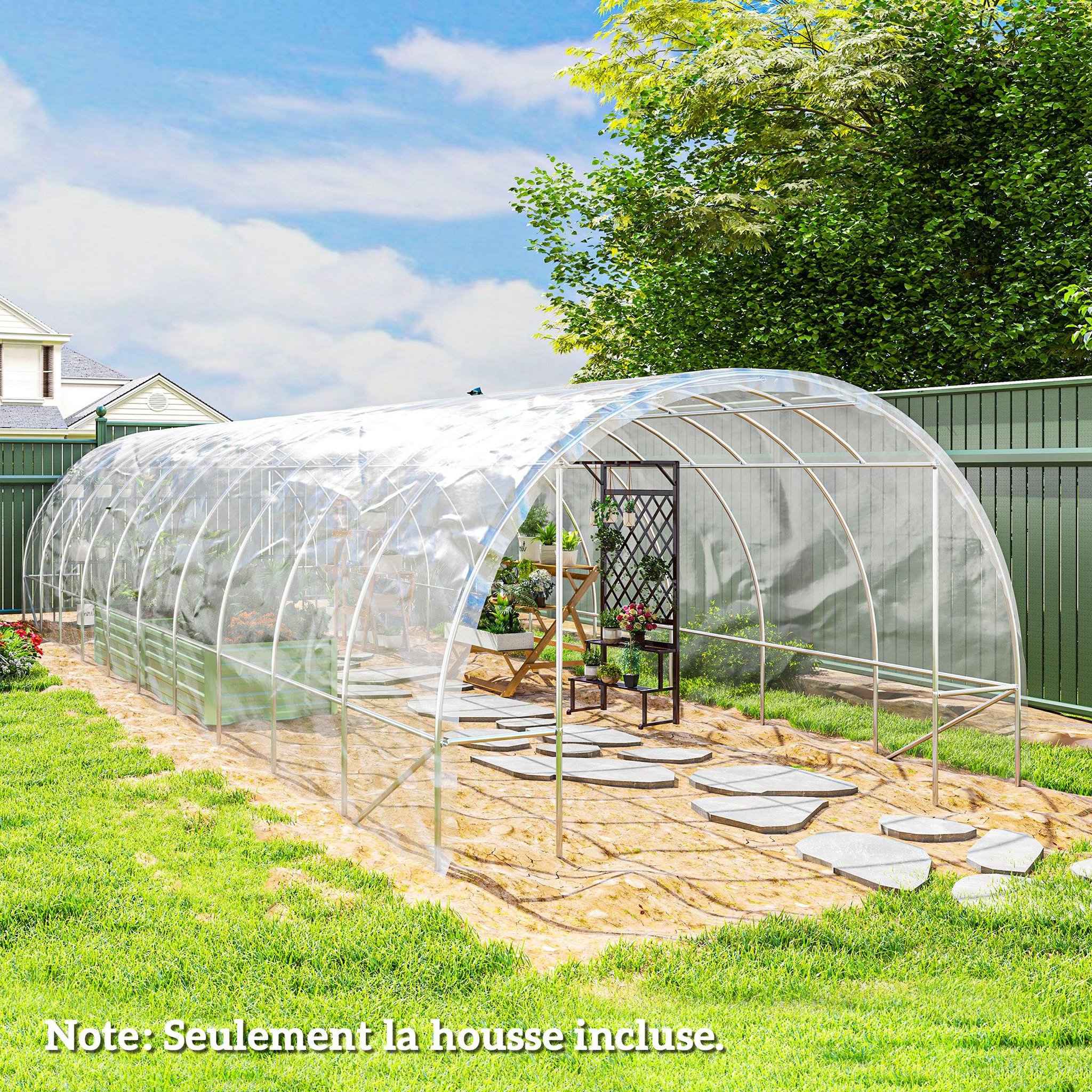 Voir la diapositive 2 : OUTSUNNY Bâche de rechange serre tunnel 6 x 10 m PP haute densité 150 g/m² transparent