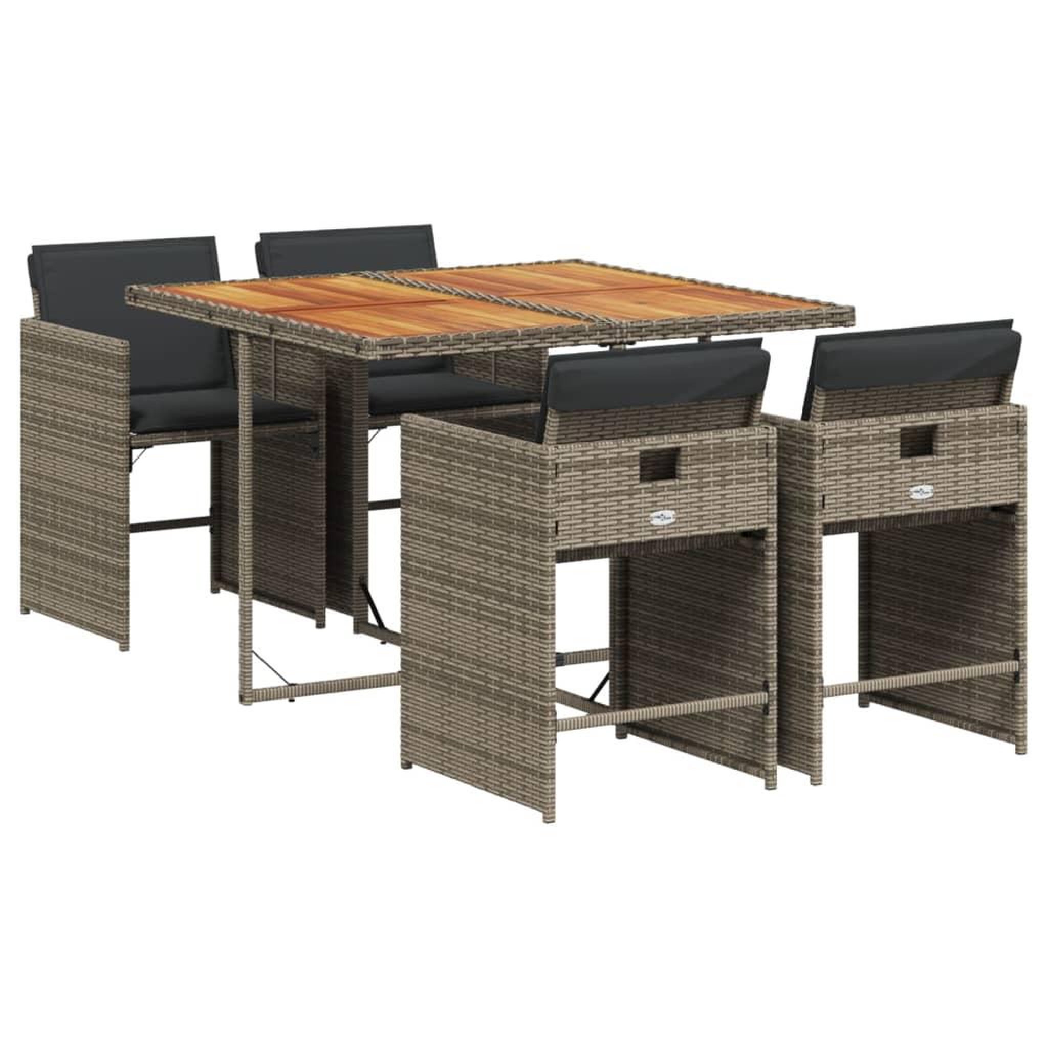 Voir la diapositive 2 : VIDAXL Ensemble a manger de jardin 5 pcs coussins gris resine tressee