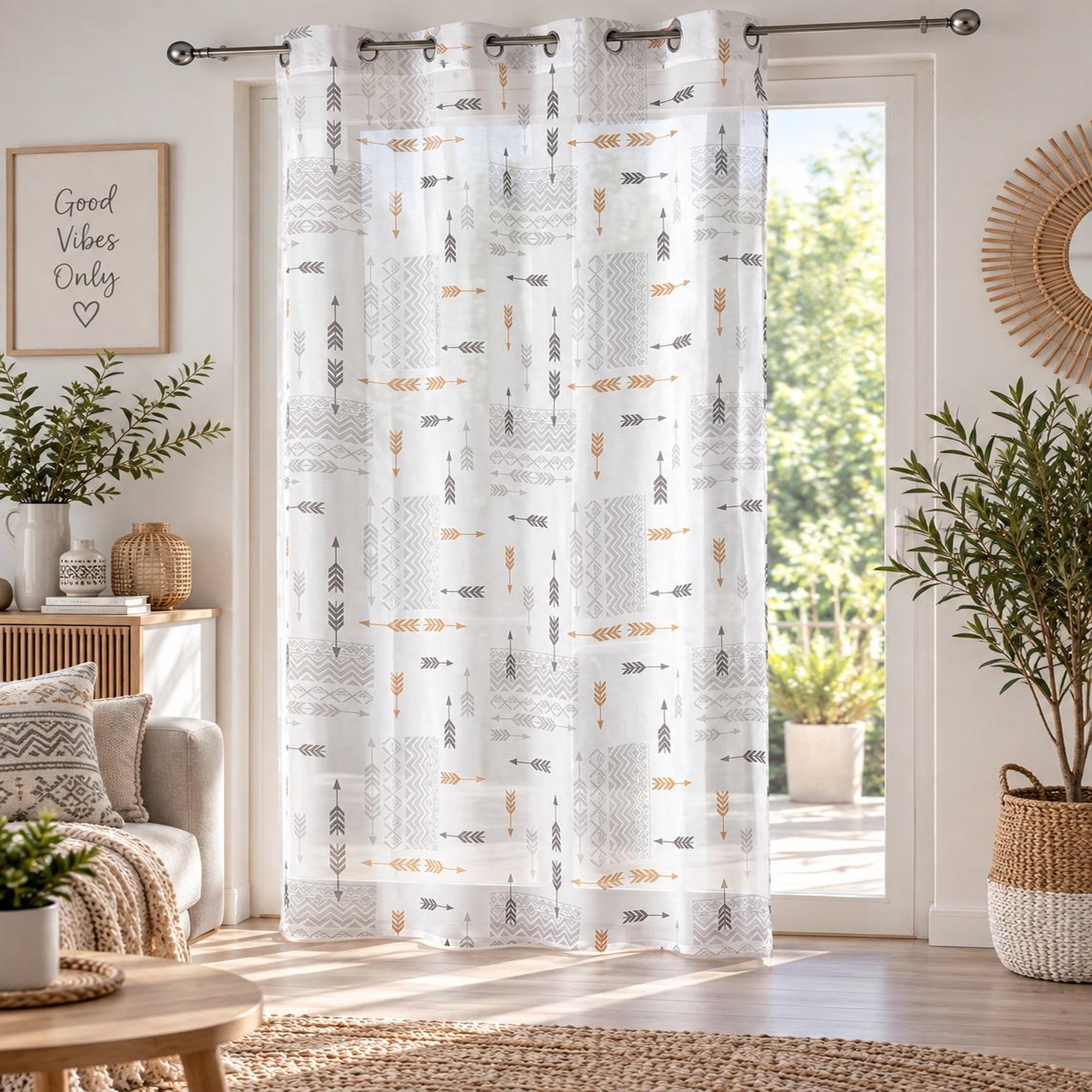 Voir la diapositive 2 : Eden Panneau a oeillets voile boho design et moderne