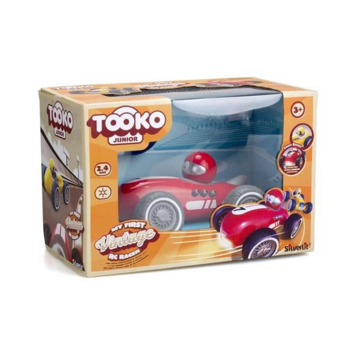 TOOKO TOOKO - Ma premiere voiture telecommandee de course - Look Vintage - Des 3 ans - Coloris aleatoire : rouge ou jaune - 13 cm