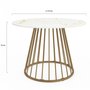 Voir la diapositive 4 : ID MARKET Table à manger ronde YUNA 6 personnes pied filaire laiton et plateau effet marbre blanc ALASKA 110 cm