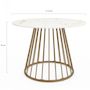 Voir la diapositive 4 : ID MARKET Table à manger ronde YUNA 6 personnes pied filaire laiton et plateau effet marbre blanc ALASKA 110 cm