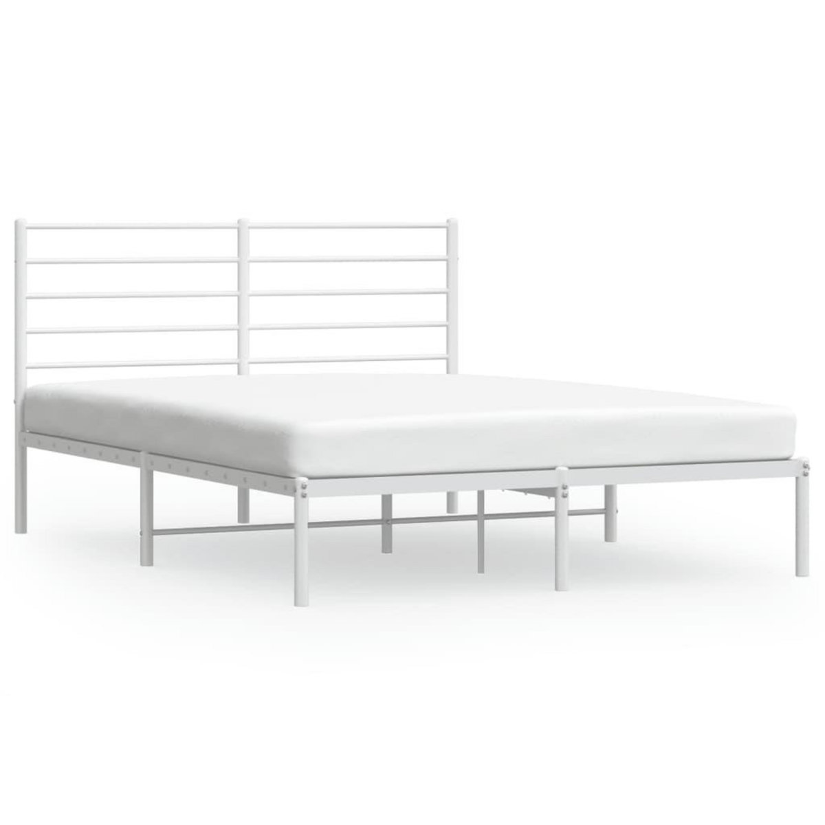 VIDAXL Cadre de lit metal sans matelas et tete de lit blanc 140x190 cm