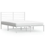 VIDAXL Cadre de lit metal sans matelas et tete de lit blanc 140x190 cm