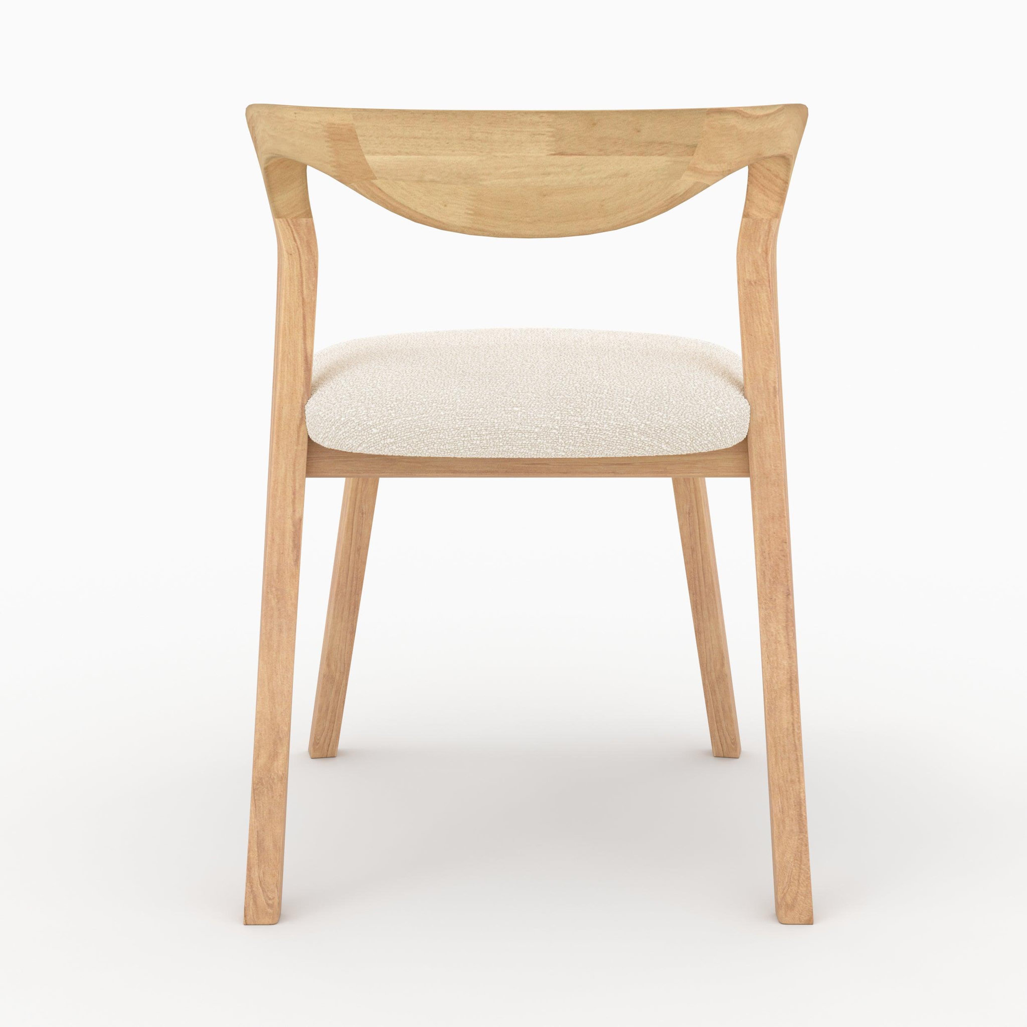 Voir la diapositive 3 : MAISON PAVANE Chaise en bois d'hévéa clair et tissu bouclé crème-vega