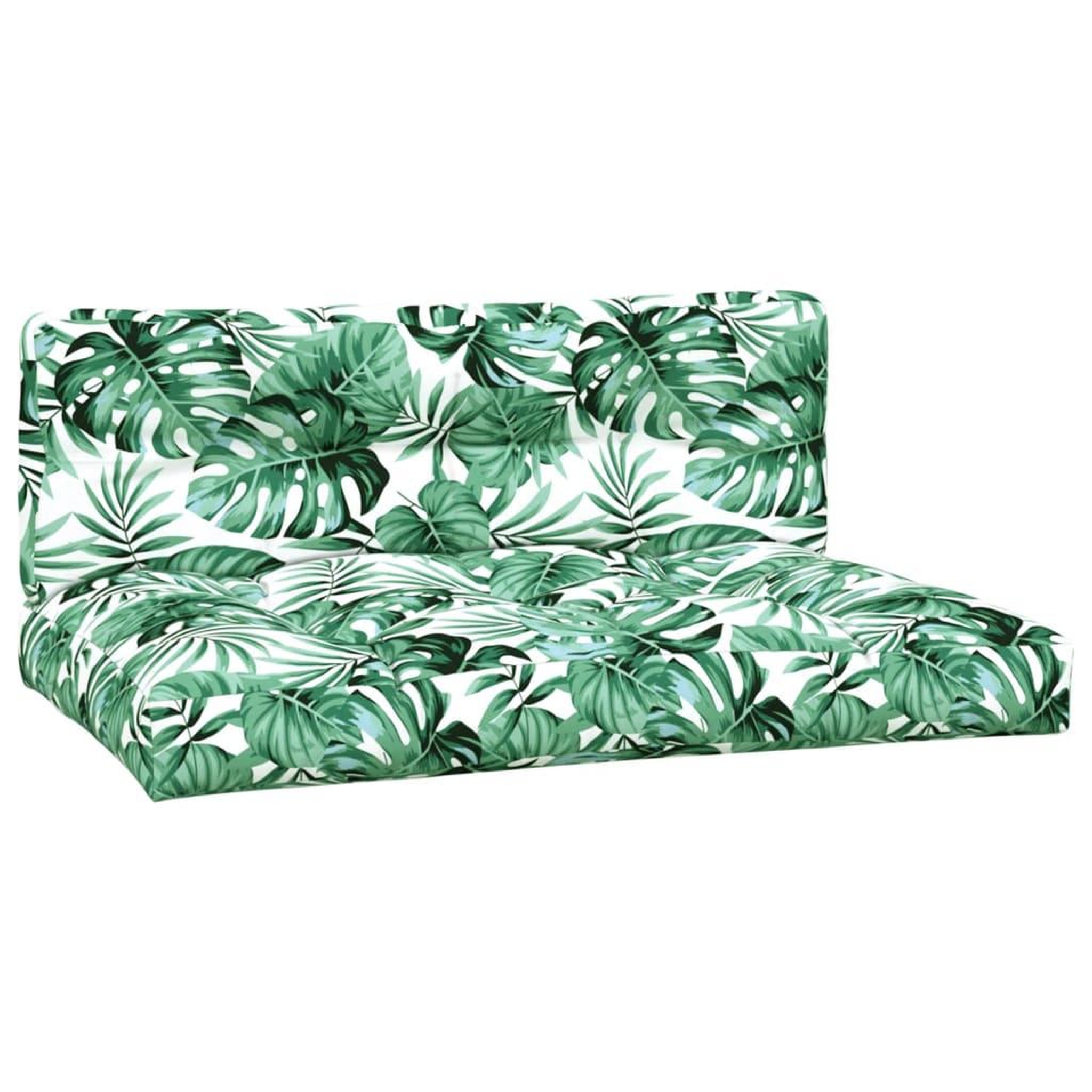 Voir la diapositive 2 : VIDAXL Coussins de palette lot de 2 motif de feuilles tissu