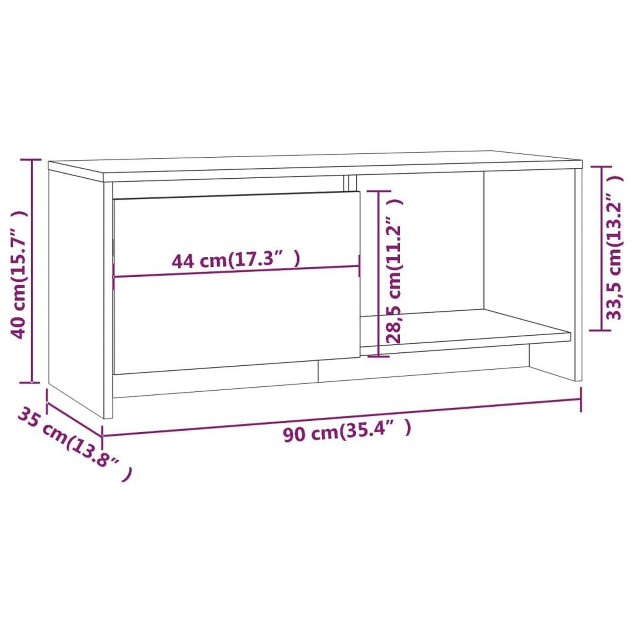 Voir la diapositive 6 : VIDAXL Meuble TV gris beton 90x35x40 cm bois d'ingenierie