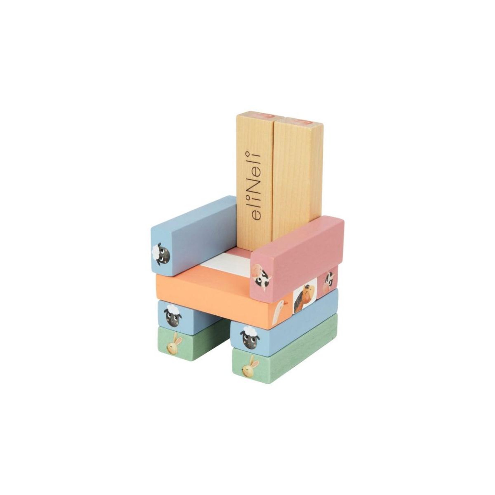 Voir la diapositive 2 : ELINELI Tour Jenga en bois animaux