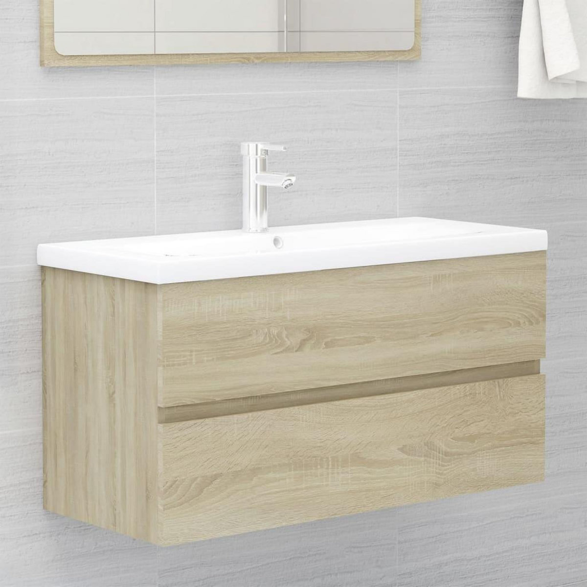VIDAXL Armoire d'evier lavabo integre chene sonoma bois d'ingenierie