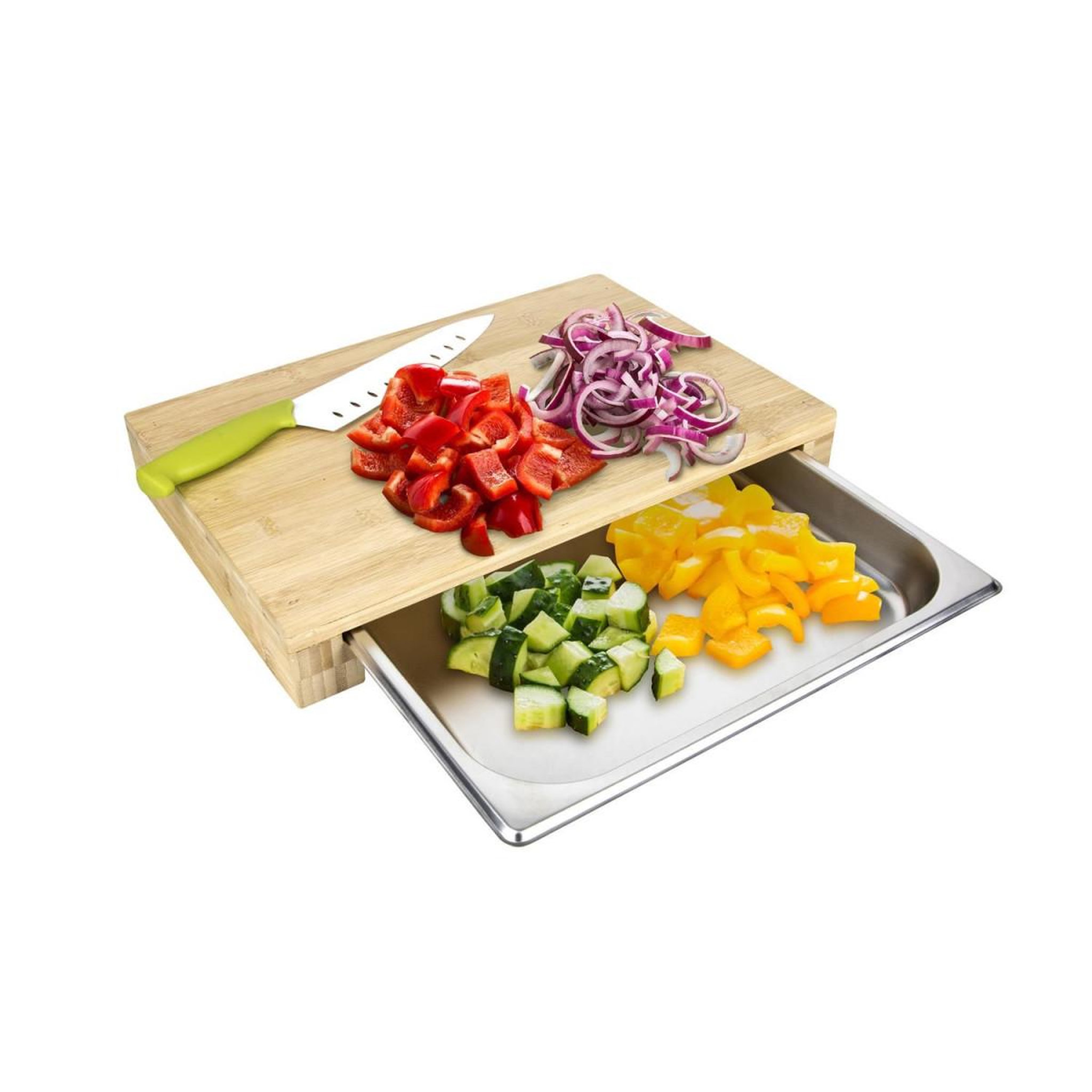 Voir la diapositive 4 : COOK CONCEPT Planche à découper & tiroir  dolga  38cm naturel