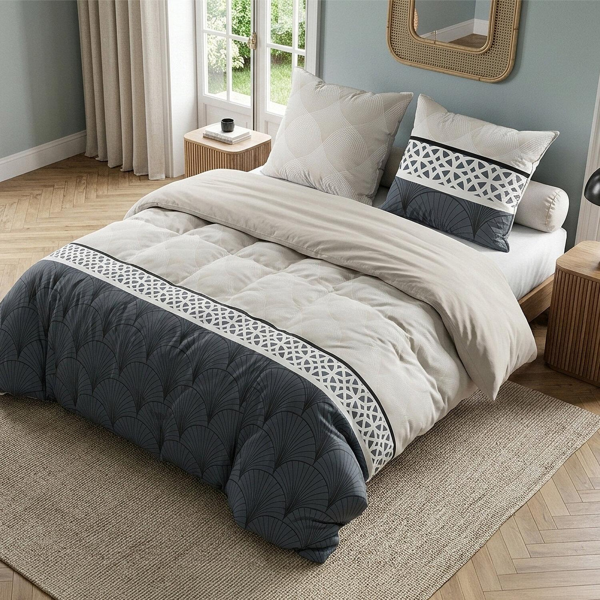 Voir la diapositive 1 : ATELIER DU COTON Parure housse de couette 100% coton 57fils arcadia