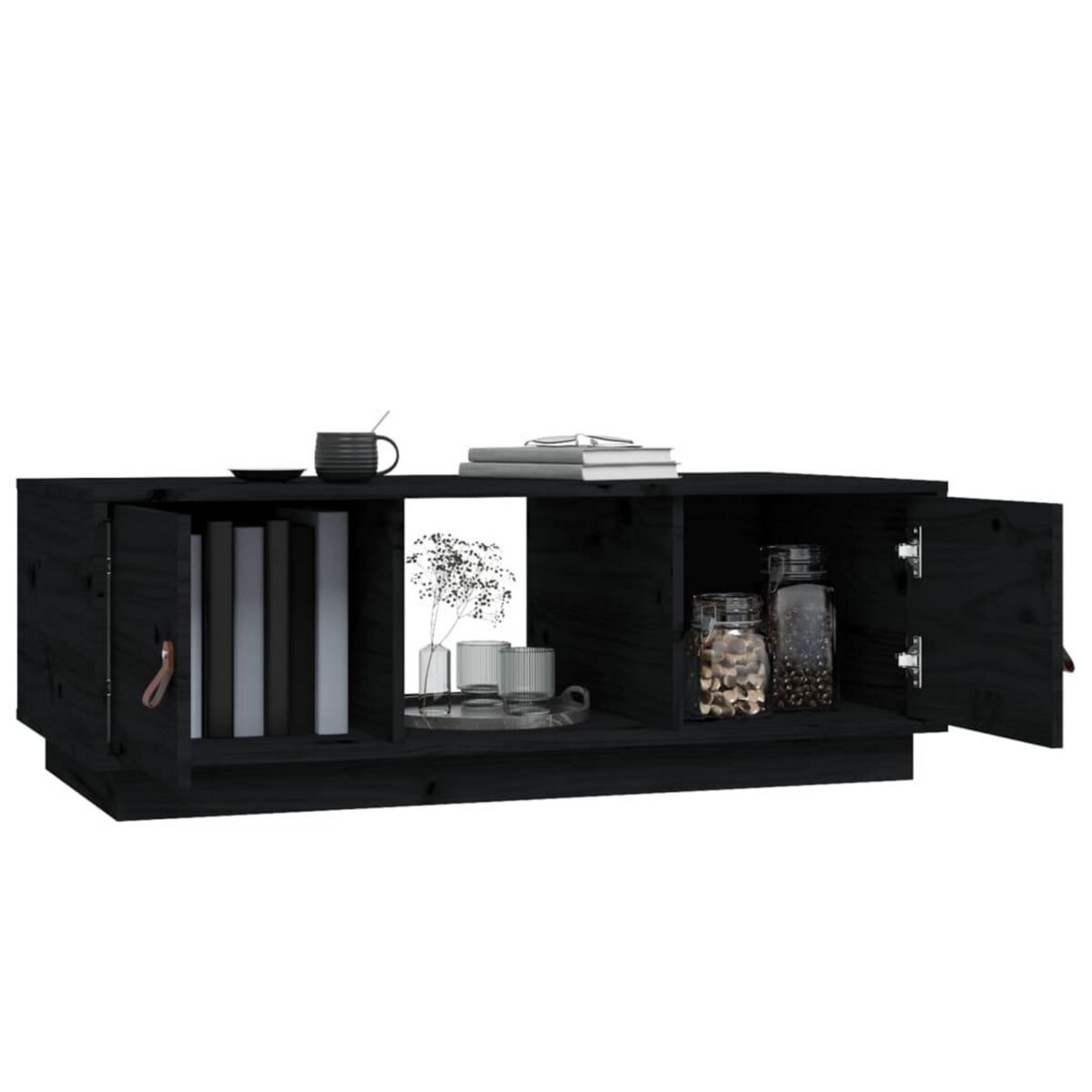 VIDAXL Table basse Noir 100x50x35 cm Bois massif de pin