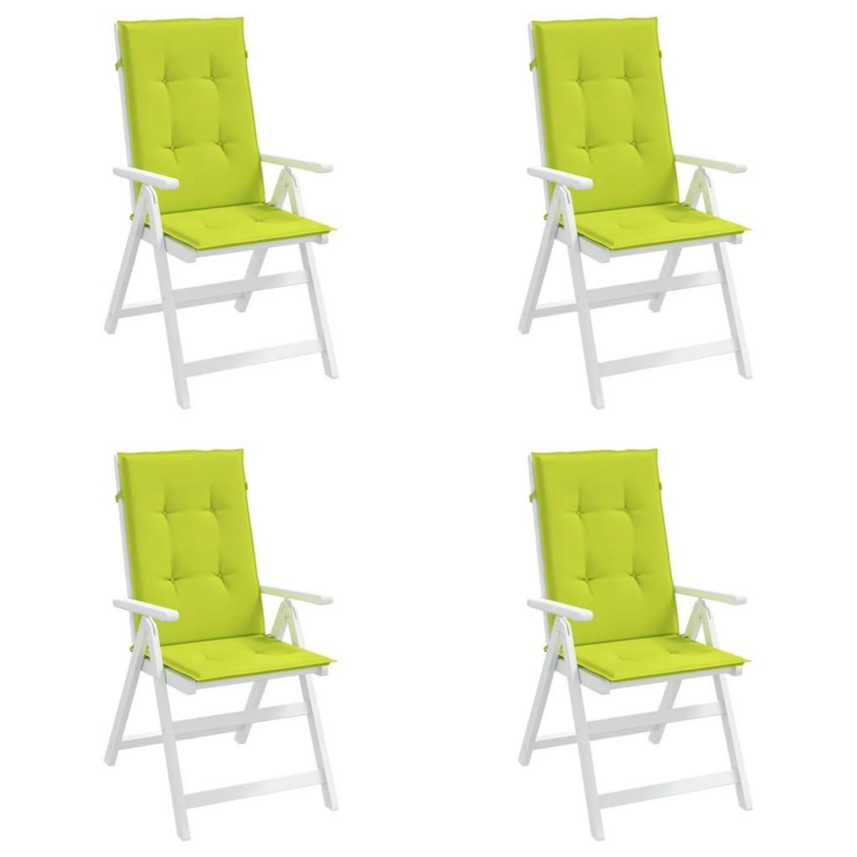 VIDAXL Coussins de chaise de jardin a dossier haut lot de 4 vert vif