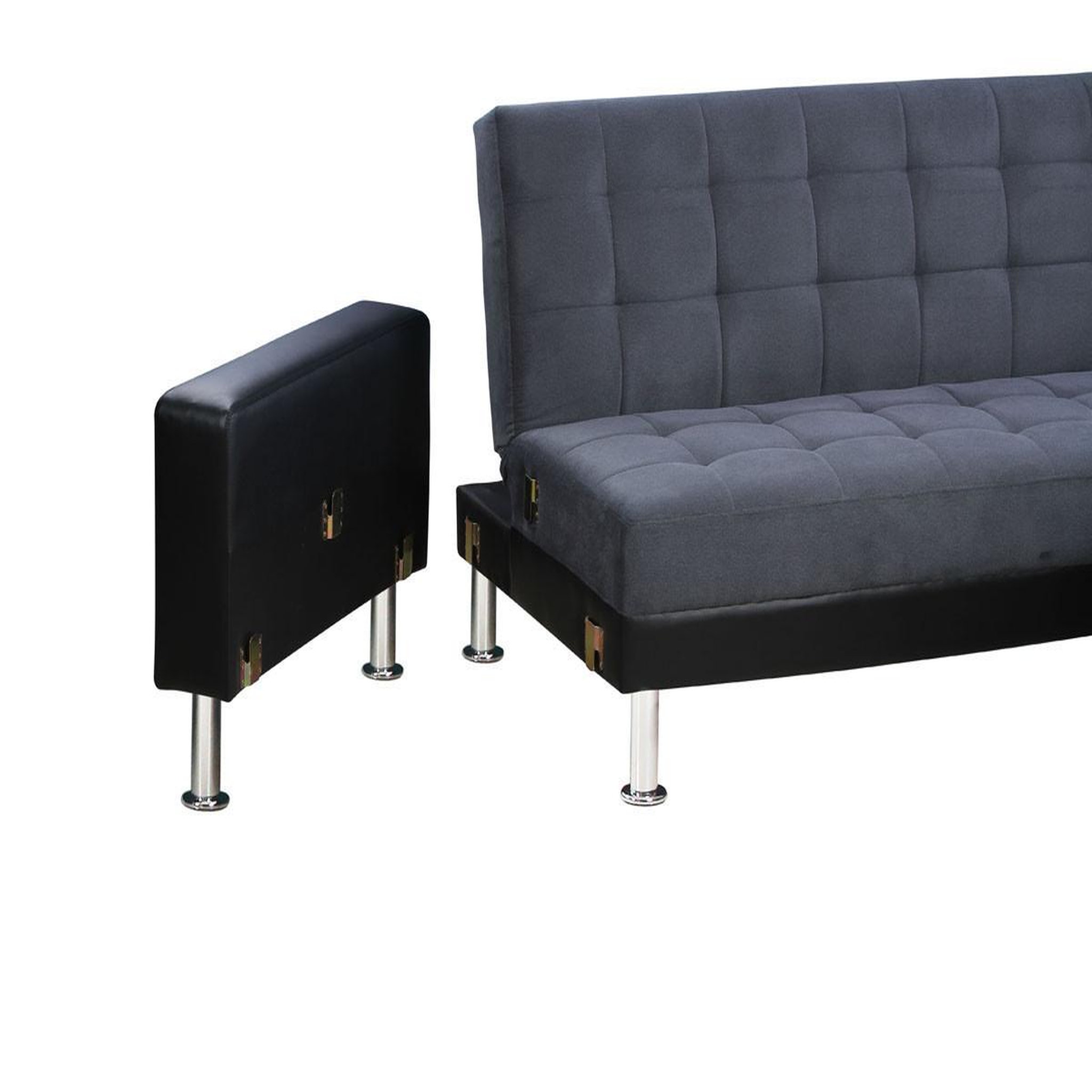 Voir la diapositive 4 : Habitat et Jardin Canapé d'angle convertible et réversible  theo  - 4 places - noir / gris
