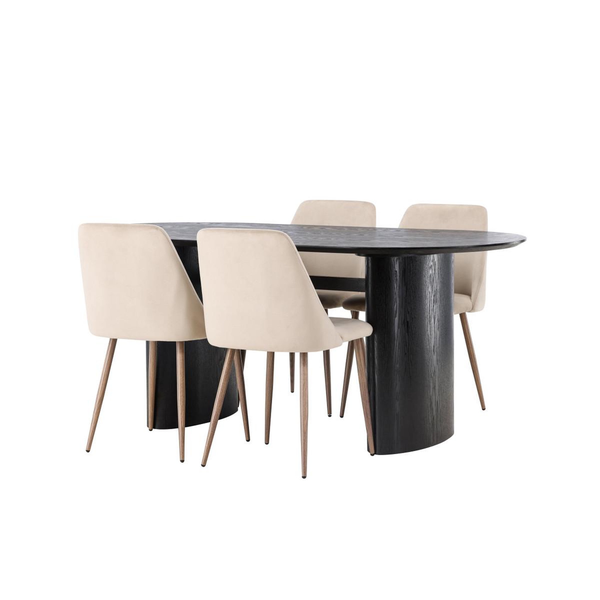 Voir la diapositive 5 : Paris Prix Ensemble table à manger & 4 chaises  isolde & night  180cm noir & beige