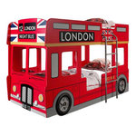 Paris Prix Pack - Lit Superposé Enfant & 2 Matelas  Londres  90x200cm Rouge