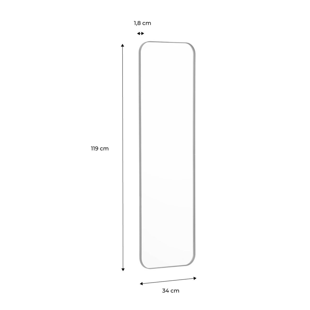 SWEEEK Miroir rectangulaire acier - 2 tailles possibles 60 x 90 x 1,8 cm / 34 x 119 x 1,8 cm - Harold