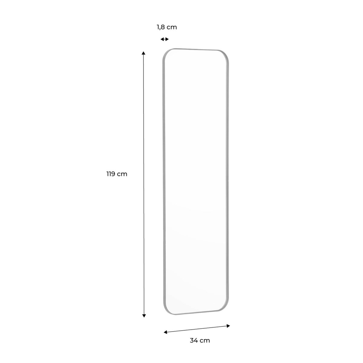 SWEEEK Miroir rectangulaire acier - 2 tailles possibles 60 x 90 x 1,8 cm / 34 x 119 x 1,8 cm - Harold