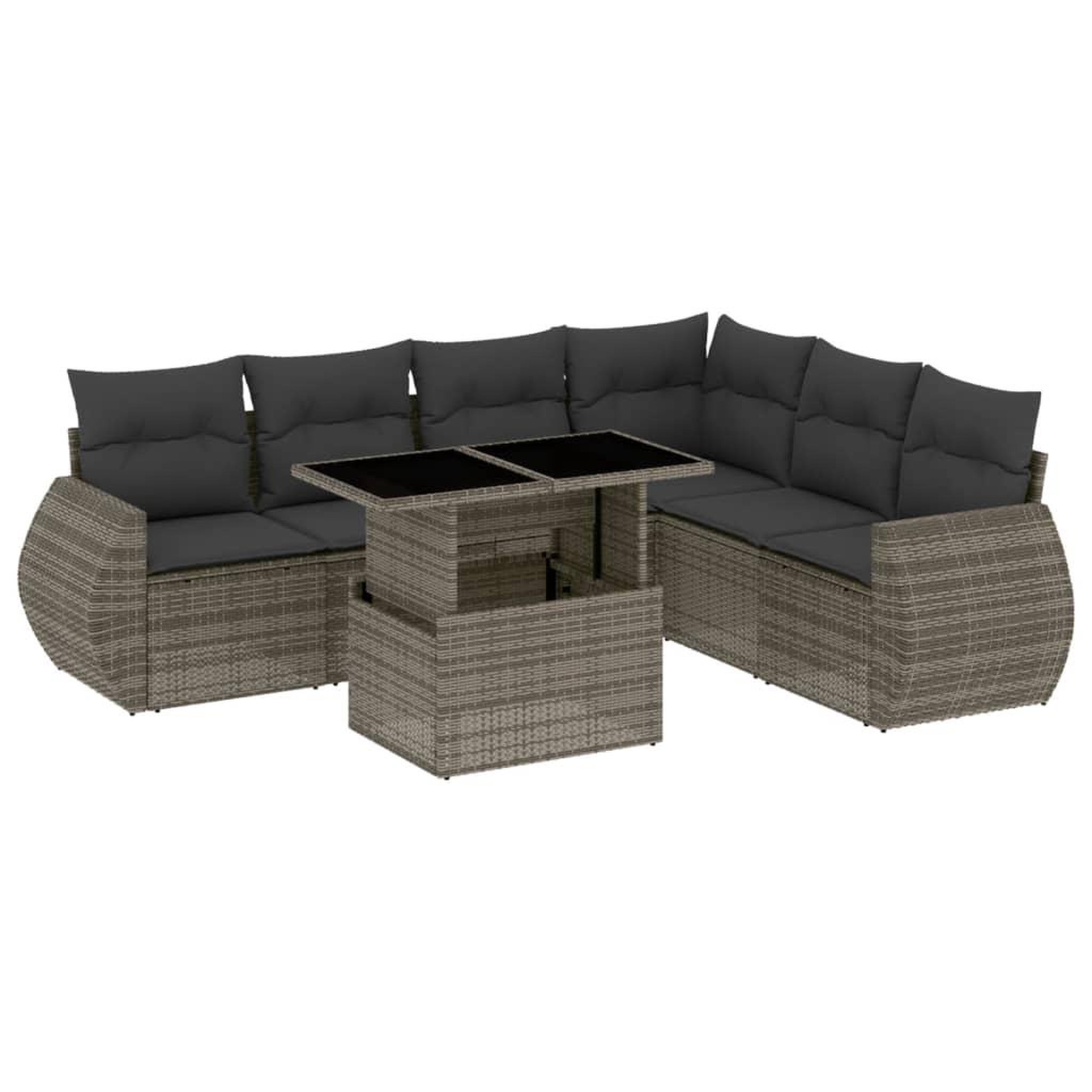 Voir la diapositive 2 : VIDAXL Salon de jardin avec coussins 7 pcs gris resine tressee