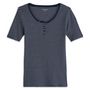 Voir la diapositive 3 : INEXTENSO T-shirt manches courtes col tunisien à rayures femme