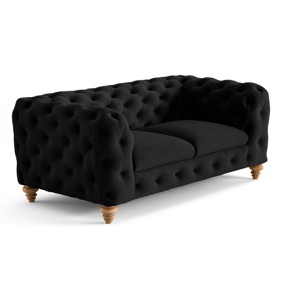 LISA DESIGN Walter - canapé 2 places chesterfield en velours - pieds bois