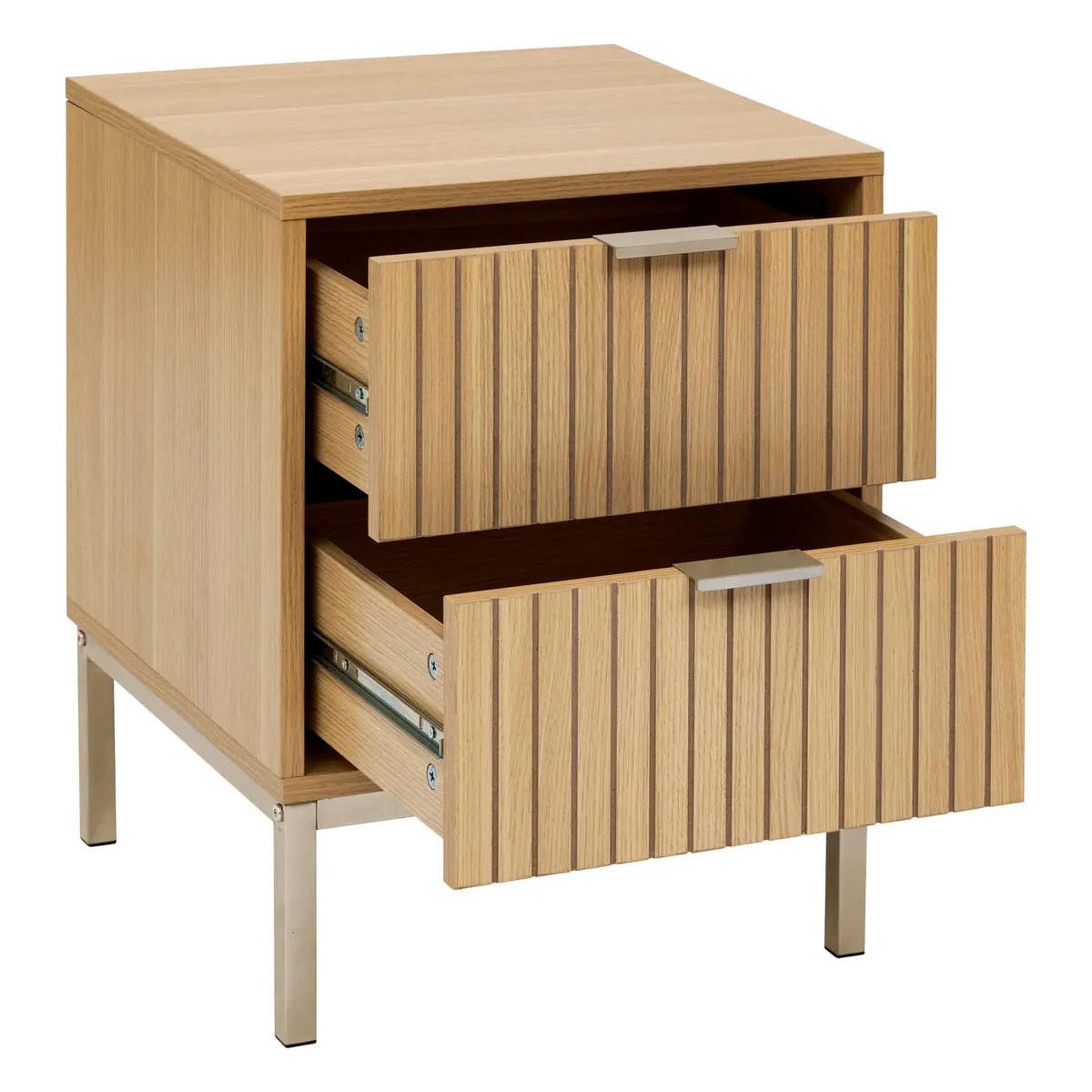 Voir la diapositive 2 : FIVE Table de chevet 2 tiroirs  tasso  52cm naturel