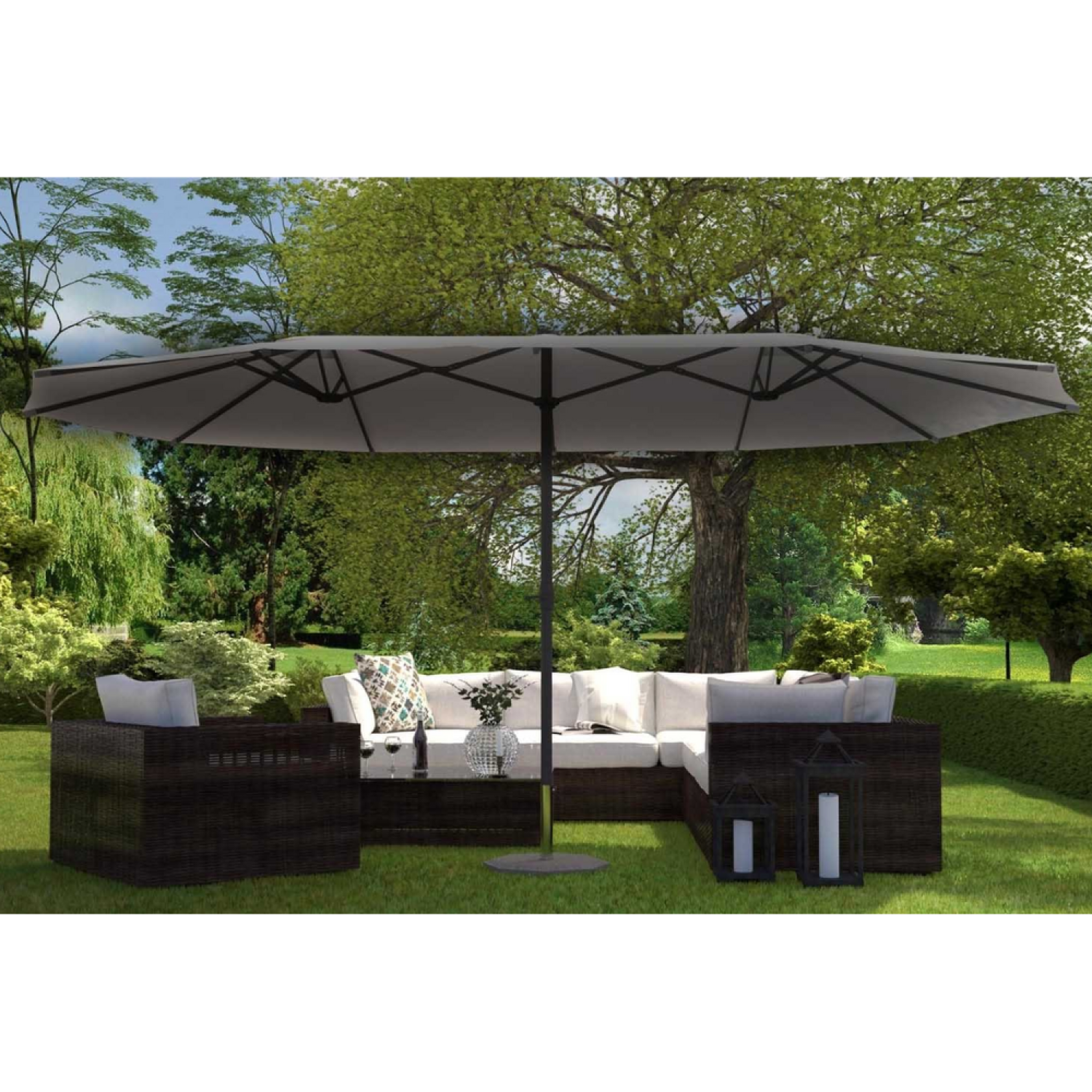 Voir la diapositive 2 : CONCEPT USINE Parasol double gris droit ovale 27 x 46 m venice