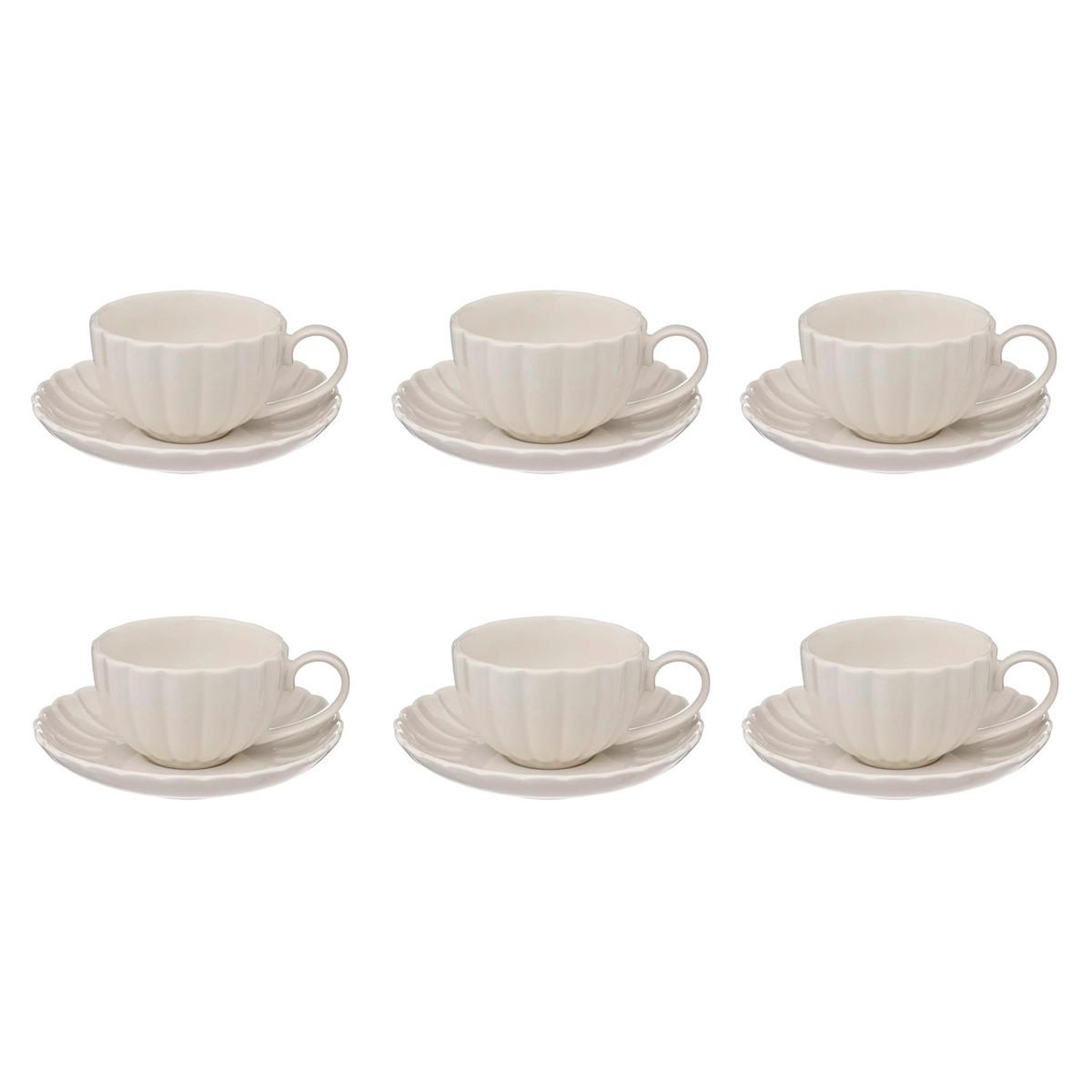 SECRET DE GOURMET Lot de 6 tasses & sous-tasses  romy  9cm blanc