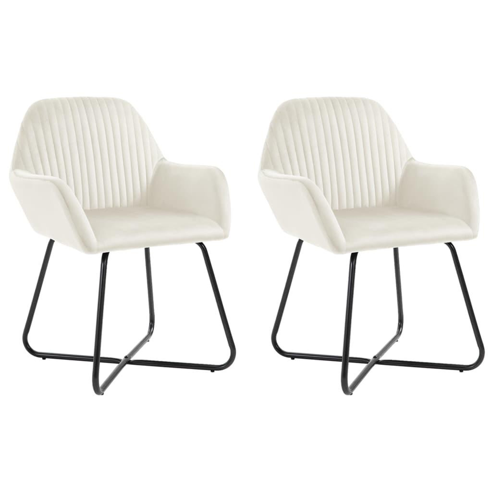 VIDAXL Chaises a manger lot de 2 Creme Velours