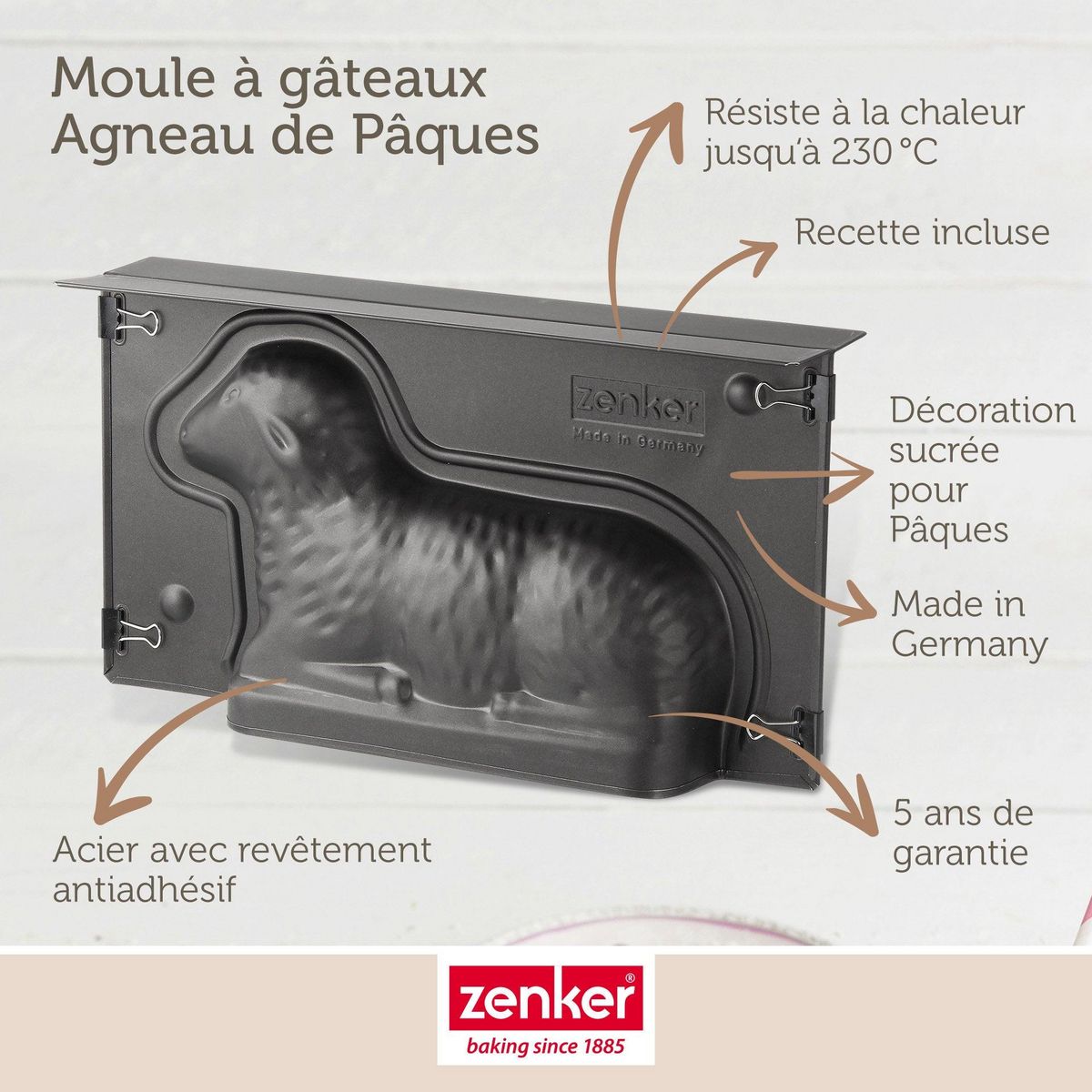 ZENKER Lot de 2 moules à gâteaux 3D en forme d'agneau pascal 900 ml Zenker Special Season